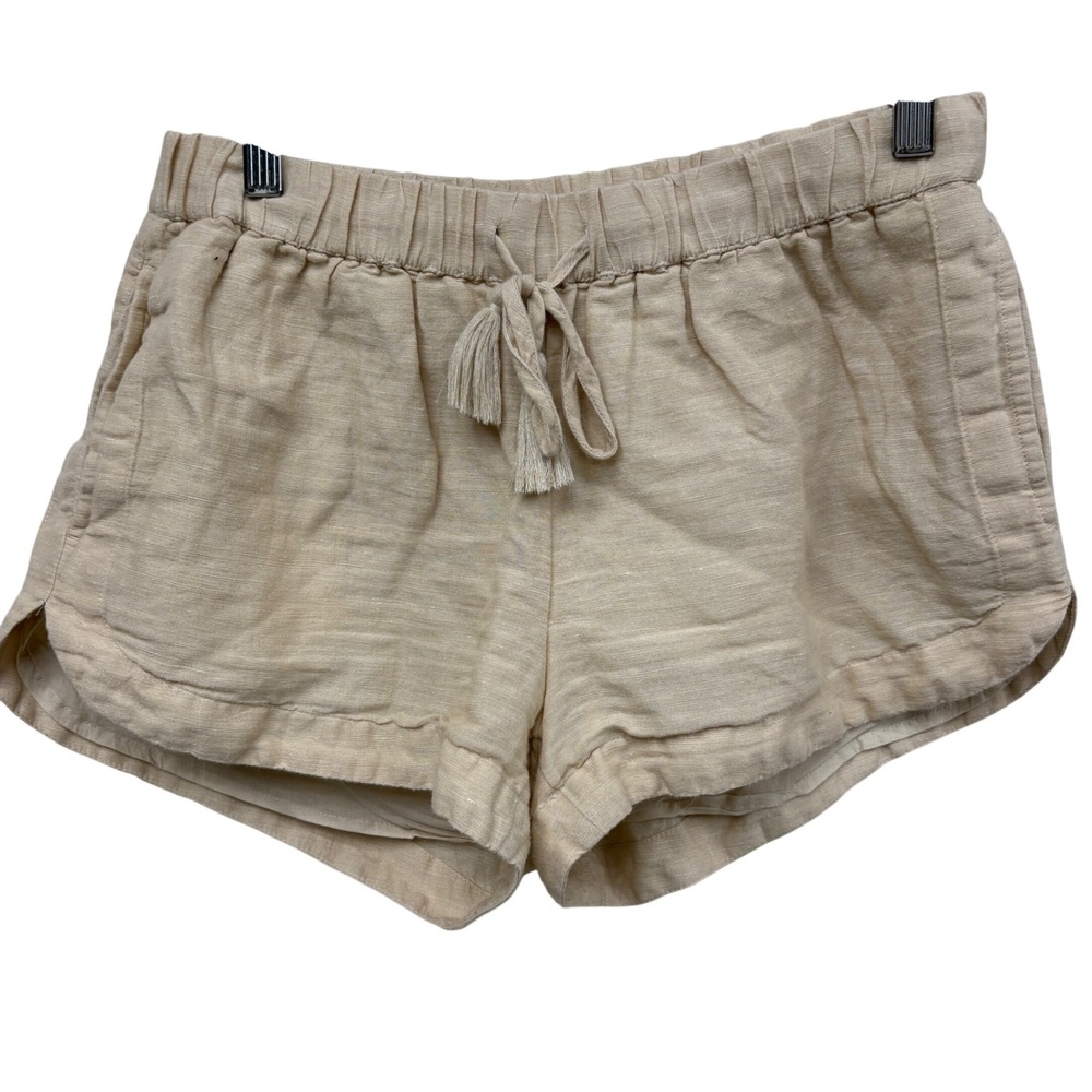 Vineyard Vines Womens Linen Blend Drawstring Tassel Shorts Tan Beige 2H0561 S